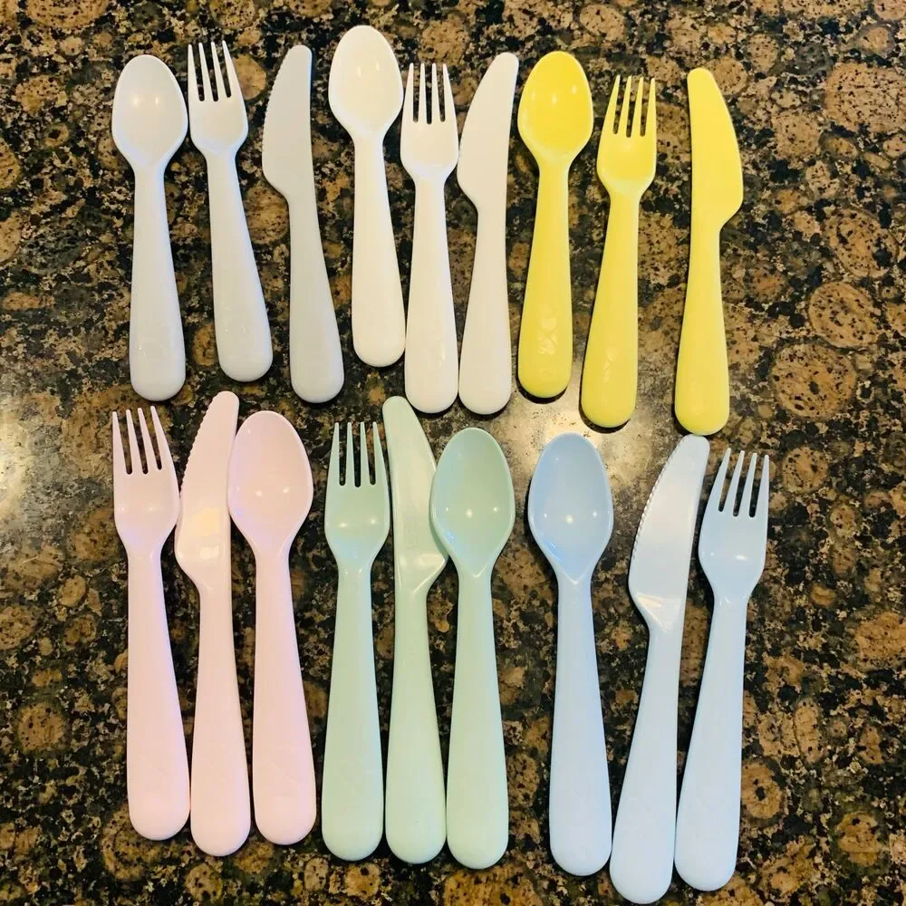 NWT IKEA KALAS Toddler Kids Flatware Silverware 18-Piece Set mixed pastel colors
